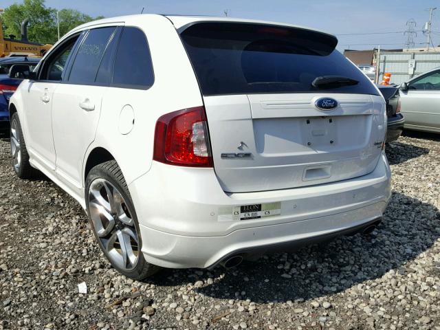 2FMDK4AK4DBB82384 - 2013 FORD EDGE SPORT WHITE photo 3