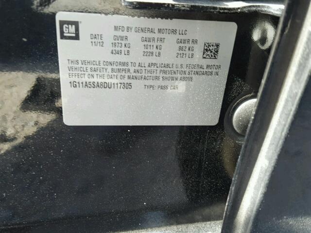 1G11A5SA8DU117305 - 2013 CHEVROLET MALIBU LS 黑色 照片 10