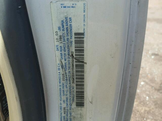 3VWCD31Y04M324542 - 2004 VOLKSWAGEN NEW BEETLE CREAM photo 10