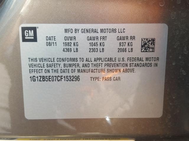 1G1ZB5E07CF153296 - 2012 CHEVROLET MALIBU LS BROWN photo 10