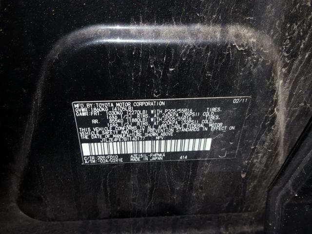 JTLZE4FE7B1140177 - 2011 TOYOTA SCION XB Қара фото 10