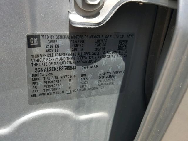 3GNAL2EK3ES596844 - 2014 CHEVROLET CAPTIVA LS 银色 照片 10