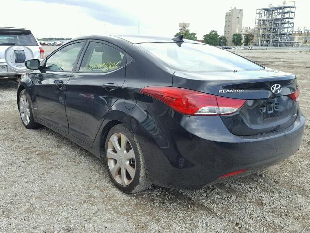 5NPDH4AE7CH094395 - 2012 HYUNDAI ELANTRA BLACK photo 3