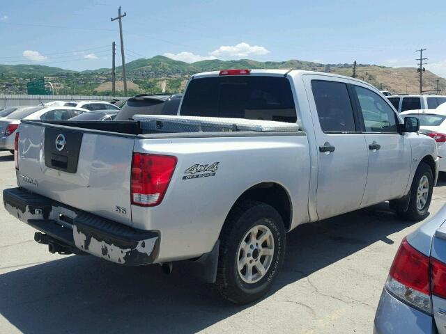 1N6AA07B94N536640 - 2004 NISSAN TITAN XE SILVER photo 4