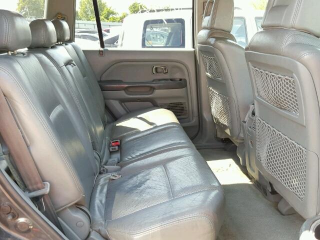 2HKYF18514H532387 - 2004 HONDA PILOT EXL GRAY photo 6