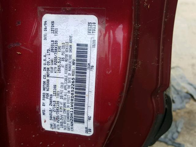 4N2DN11W0RD852265 - 1994 NISSAN QUEST XE RED photo 10