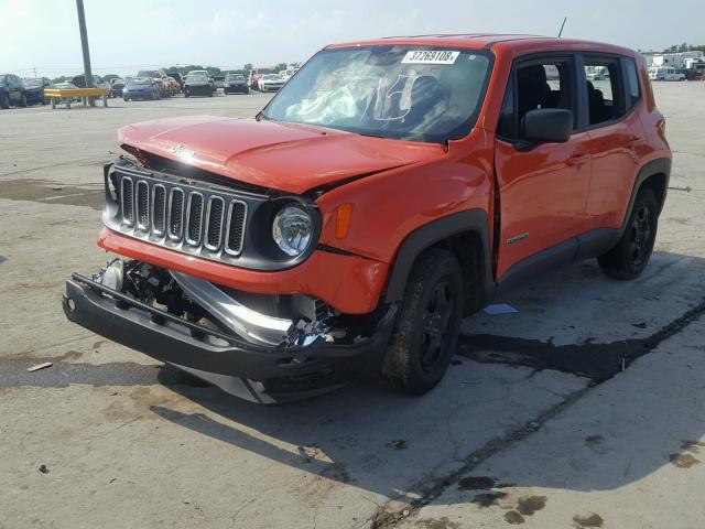 ZACCJAAT0GPE07197 - 2016 JEEP RENEGADE S ORANGE photo 2