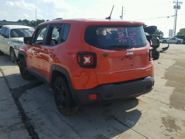 ZACCJAAT0GPE07197 - 2016 JEEP RENEGADE S ORANGE photo 3