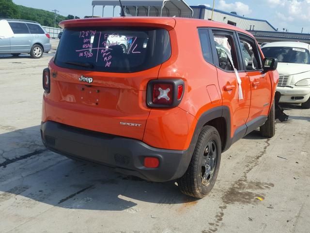 ZACCJAAT0GPE07197 - 2016 JEEP RENEGADE S ORANGE photo 4