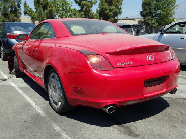 JTHFN48Y620026987 - 2002 LEXUS SC 430 RED photo 3