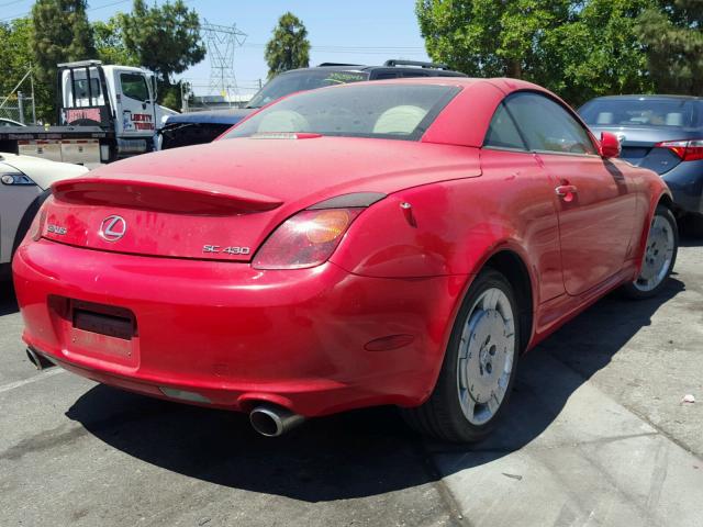 JTHFN48Y620026987 - 2002 LEXUS SC 430 RED photo 4