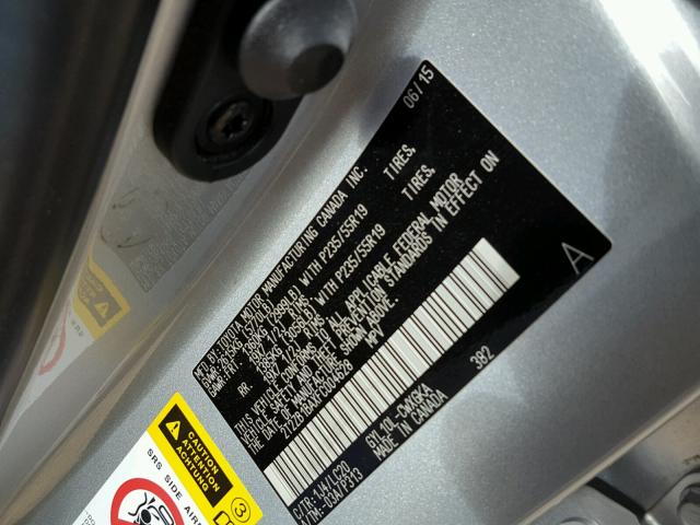 2T2ZB1BAXFC004628 - 2015 LEXUS RX 450H SILVER photo 10