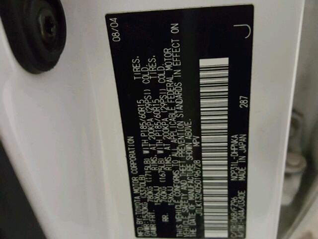 JTLKT324050196728 - 2005 TOYOTA SCION XB 白色 照片 10