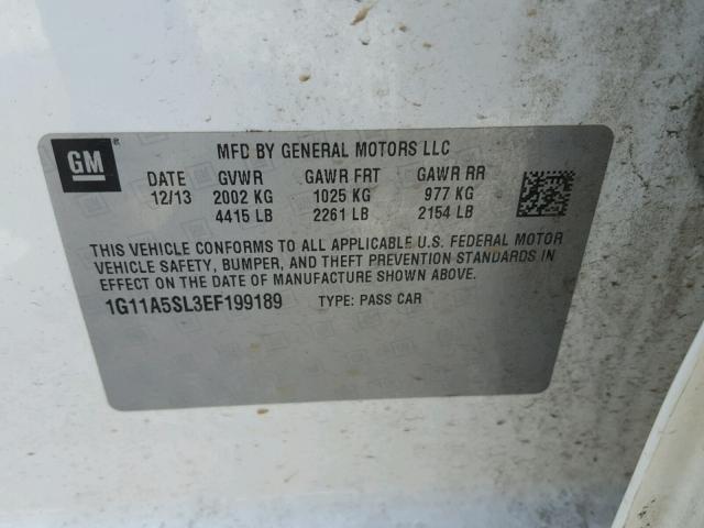 1G11A5SL3EF199189 - 2014 CHEVROLET MALIBU LS WHITE photo 10