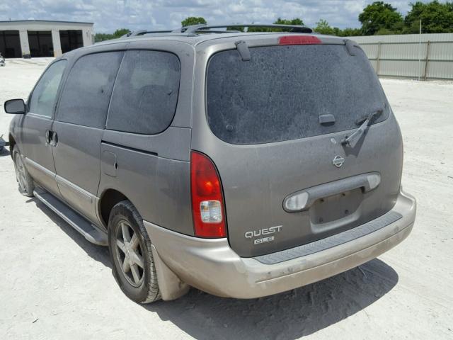 4N2ZN17T32D807104 - 2002 NISSAN QUEST GLE GRAY photo 3