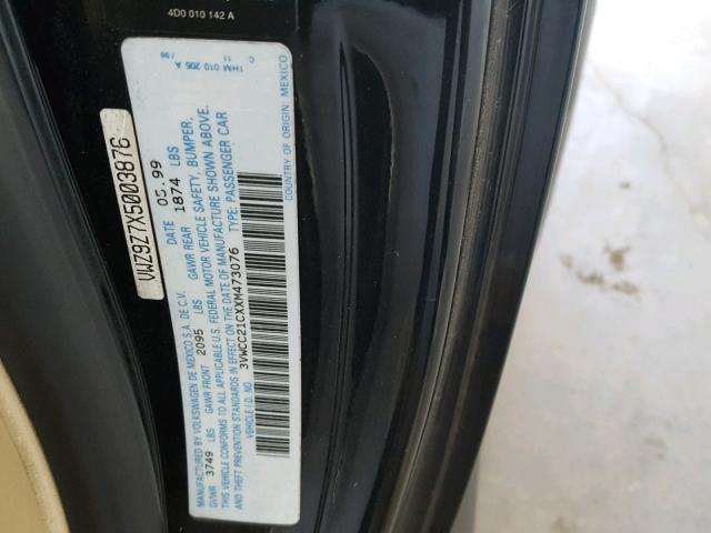 3VWCC21CXXM473076 - 1999 VOLKSWAGEN NEW BEETLE 黑色 照片 10