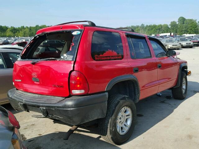 1B4HS38N72F198264 - 2002 DODGE DURANGO SP RED photo 4