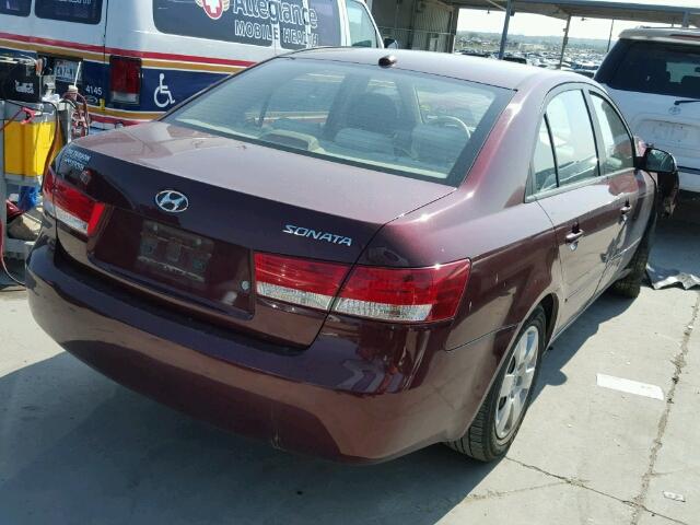 5NPET46CX8H368741 - 2008 HYUNDAI SONATA GLS MAROON photo 4