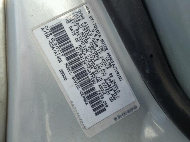 4T1BG12K7TU677290 - 1996 TOYOTA CAMRY DX SILVER photo 10