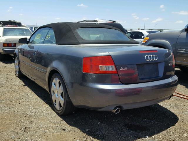 WAUAC48HX3K018587 - 2003 AUDI A4 1.8 CAB GRAY photo 3