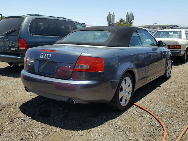 WAUAC48HX3K018587 - 2003 AUDI A4 1.8 CAB GRAY photo 4