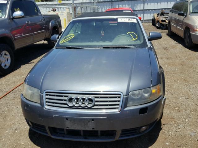 WAUAC48HX3K018587 - 2003 AUDI A4 1.8 CAB GRAY photo 9