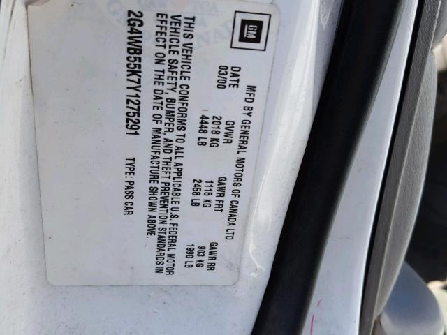 2G4WB55K7Y1275291 - 2000 BUICK REGAL LS 白色 照片 10