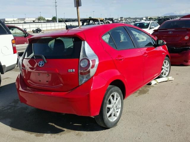 JTDKDTB33D1047223 - 2013 TOYOTA PRIUS C RED photo 4