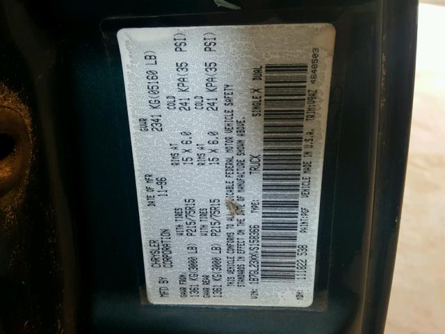 1B7GL23XXVS158366 - 1997 DODGE DAKOTA GREEN photo 10