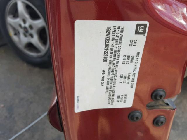 1G2WK52J62F223106 - 2002 PONTIAC GRAND PRIX RED photo 10