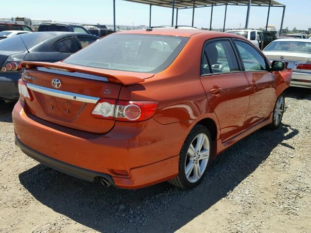 2T1BU4EEXDC064213 - 2013 TOYOTA COROLLA BA ORANGE photo 4