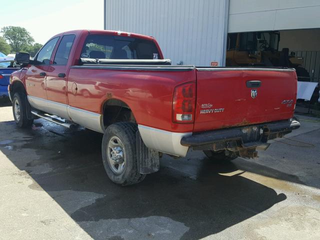 3D7KS28C65G725513 - 2005 DODGE RAM 2500 S RED photo 3