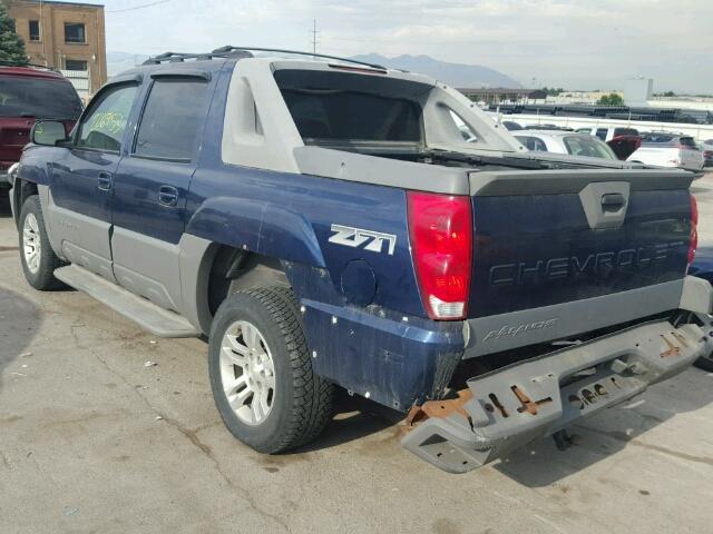 3GNEK13T82G294734 - 2002 CHEVROLET AVALANCHE BLUE photo 3