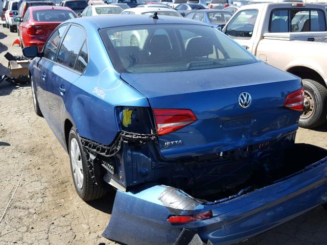 3VW2K7AJ8FM423690 - 2015 VOLKSWAGEN JETTA BASE Կապույտ լուսանկար 3