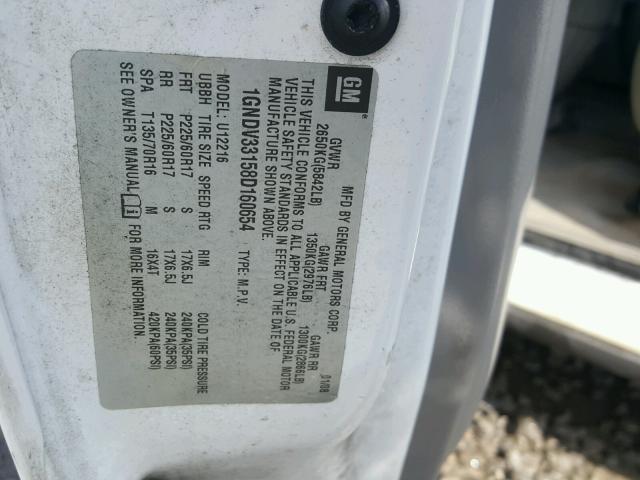 1GNDV33158D160654 - 2008 CHEVROLET UPLANDER L 白色 照片 10