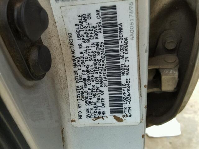 2T1AE09E5PC024055 - 1993 TOYOTA COROLLA LE 银色 照片 10