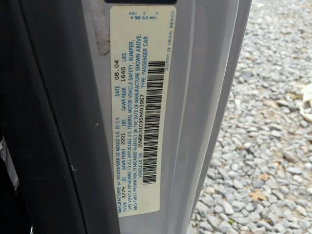 3VWBK31C95M403957 - 2005 VOLKSWAGEN NEW BEETLE ვერცხლისფერი ფოტო 10