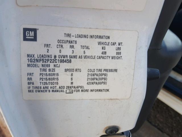 1G2NF52F22C198458 - 2002 PONTIAC GRAND AM S Ağ foto 10