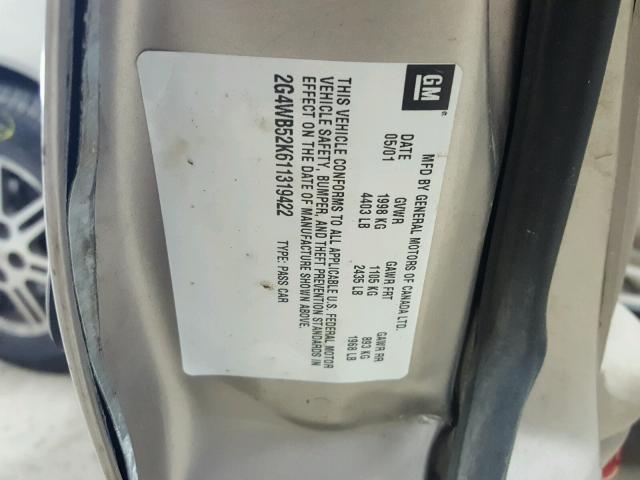 2G4WB52K611319422 - 2001 BUICK REGAL LS 棕色 照片 10