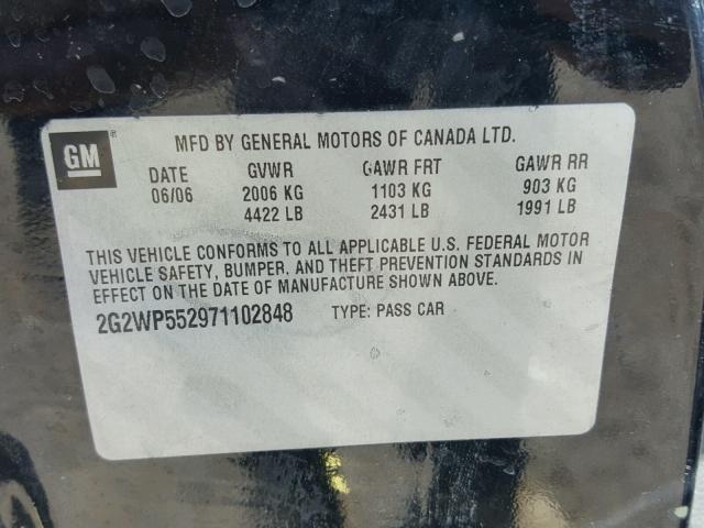 2G2WP552971102848 - 2007 PONTIAC GRAND PRIX BLACK photo 10