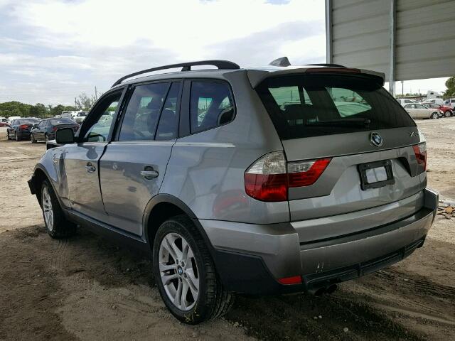 WBXPC93427WF19590 - 2007 BMW X3 3.0SI SILVER photo 3