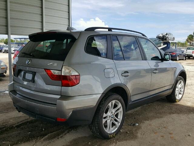 WBXPC93427WF19590 - 2007 BMW X3 3.0SI SILVER photo 4