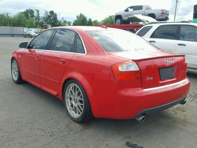 WAUPL68E25A004882 - 2005 AUDI S4 RED photo 3