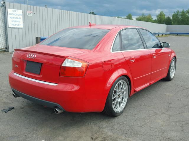 WAUPL68E25A004882 - 2005 AUDI S4 RED photo 4