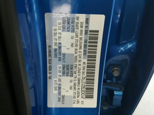 JM1DKDB79G0127742 - 2016 MAZDA CX-3 SPORT BLUE photo 10