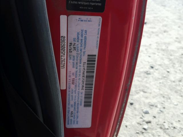 3VWCA21C8XM414775 - 1999 VOLKSWAGEN NEW BEETLE 红色 照片 10