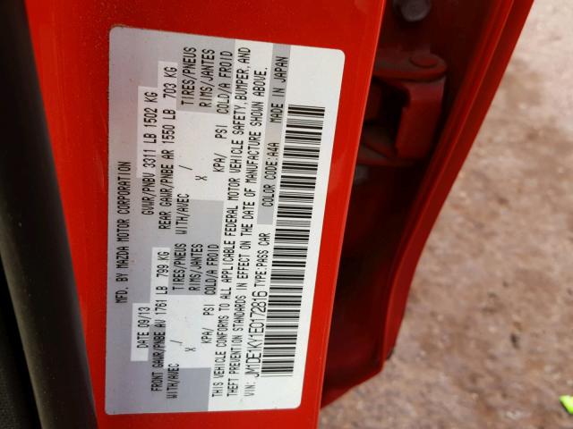 JM1DE1KY1E0172816 - 2014 MAZDA MAZDA2 SPO 红色 照片 10