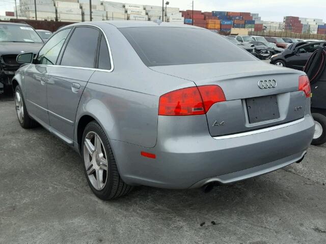 WAUAF78E88A080176 - 2008 AUDI A4 2.0T GRAY photo 3