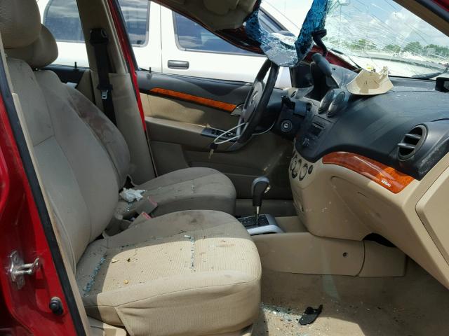 KL1TD56678B235254 - 2008 CHEVROLET AVEO BASE Қызыл фото 5