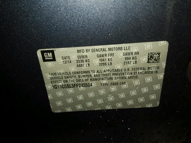 1G11C5SL3FF245504 - 2015 CHEVROLET MALIBU 1LT 蓝色 照片 10